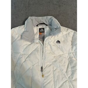 Vintage Nike ACG Jacket Women's Medium White Puffer‎ Jacket Zip Winter Down Y2K